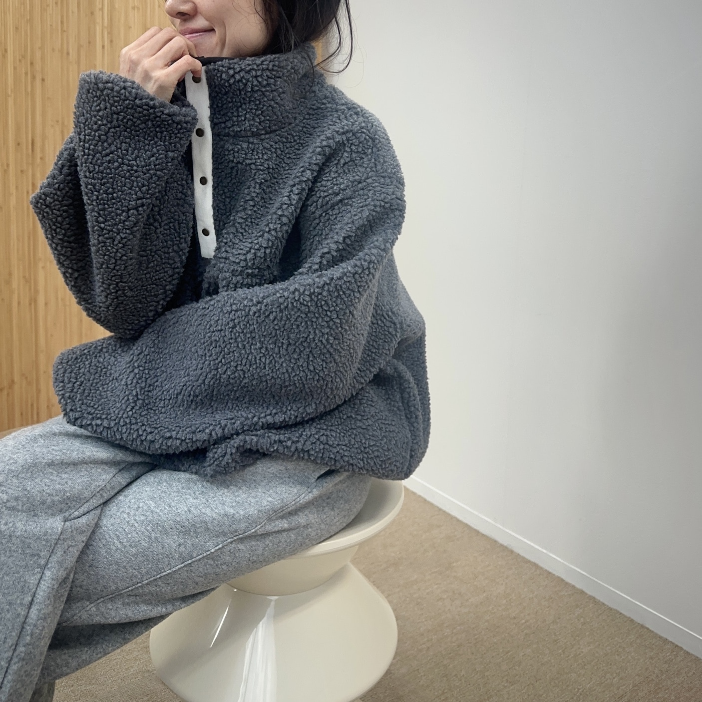 (리얼양털혼용)반오픈 덤블점퍼