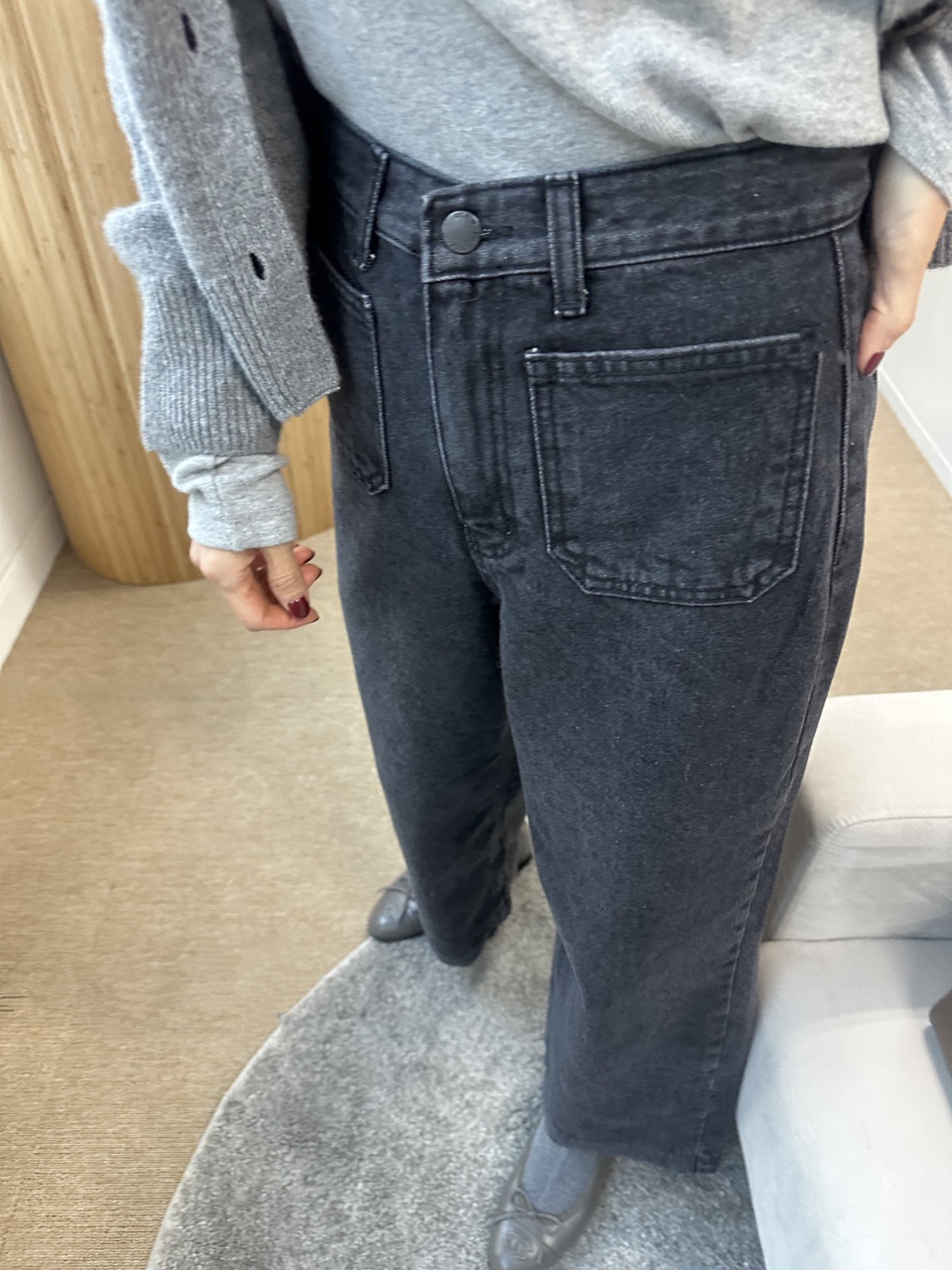 기모 포켓 흑청데님