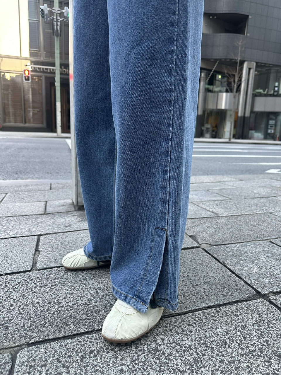 문 슬릿 와이드데님