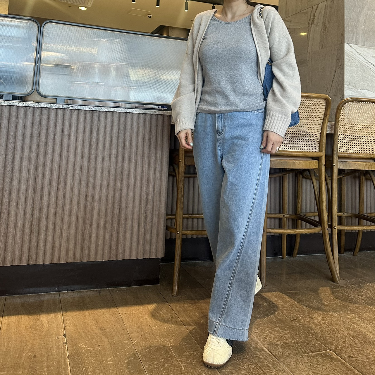 케일스 절개 컷팅 연청 데님