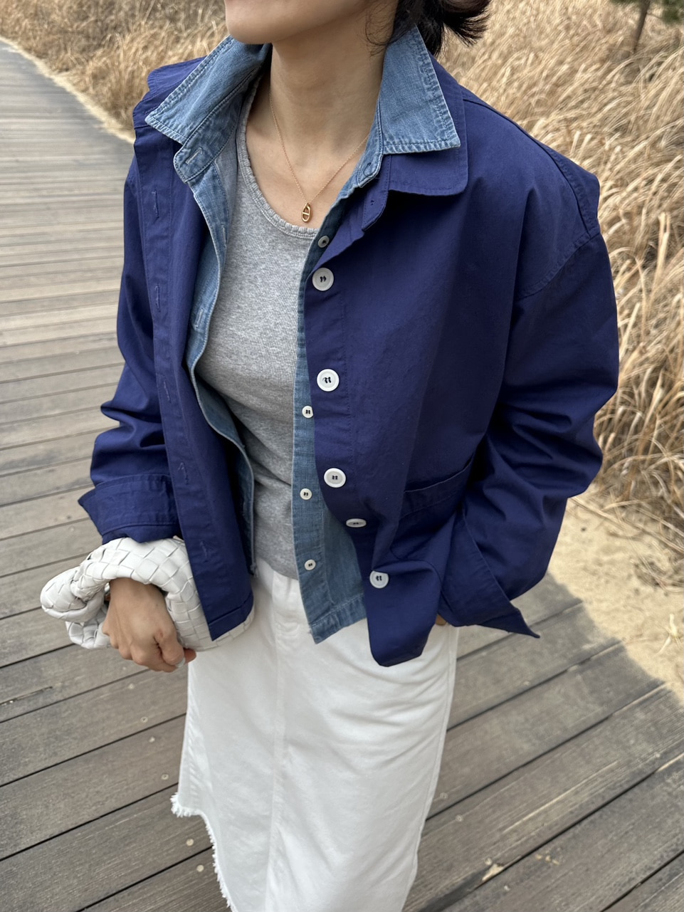 블루 코튼 자켓