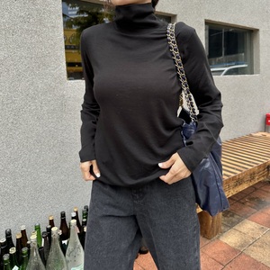 Wool Tencel Fine Rib High Neck