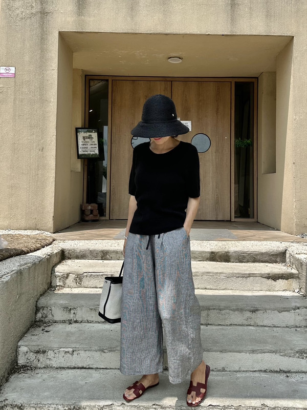 Houndstooth Linen Pants