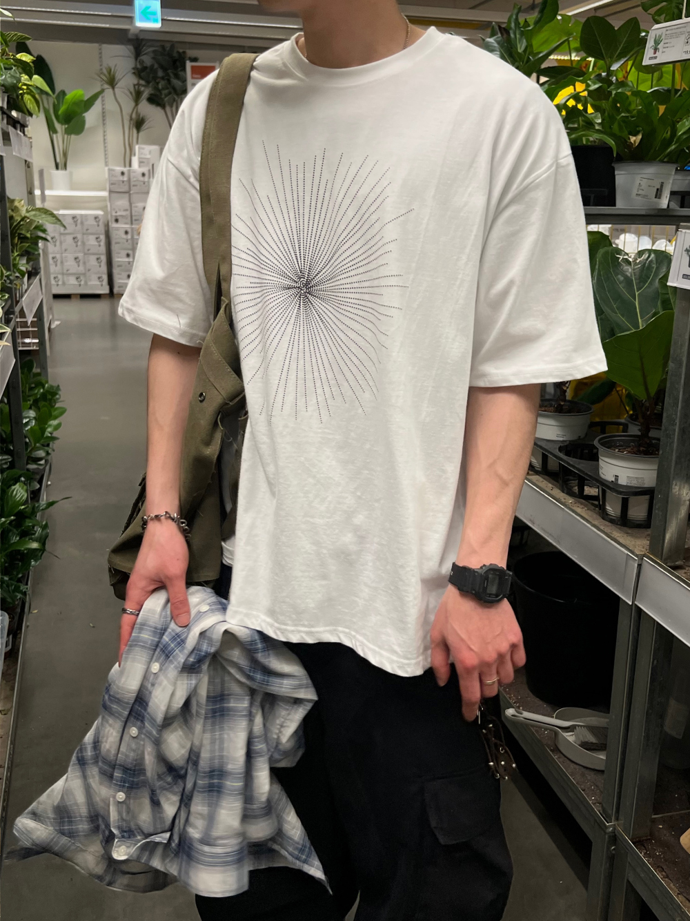 반팔 티셔츠 모델 착용 이미지-S1L40