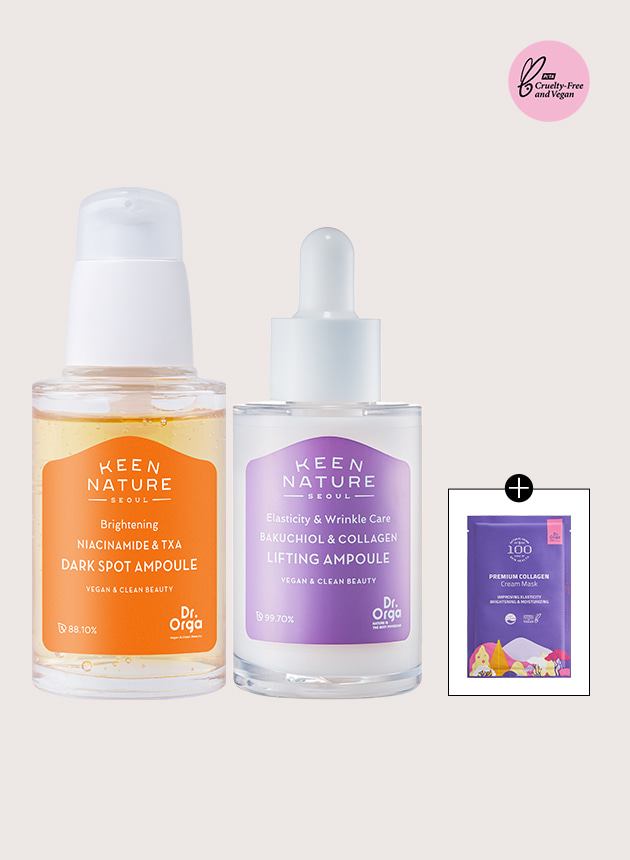 [더블 시너지 세트] 닥터올가 기미 잡티 앰플 50ml+바쿠치올&amp;콜라겐 앰플 30ml)+[증정] 콜라겐 마스크팩 1매