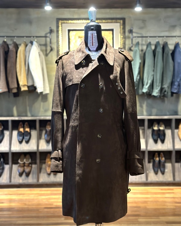 BRWON SUEDE TRENCH JACKET
