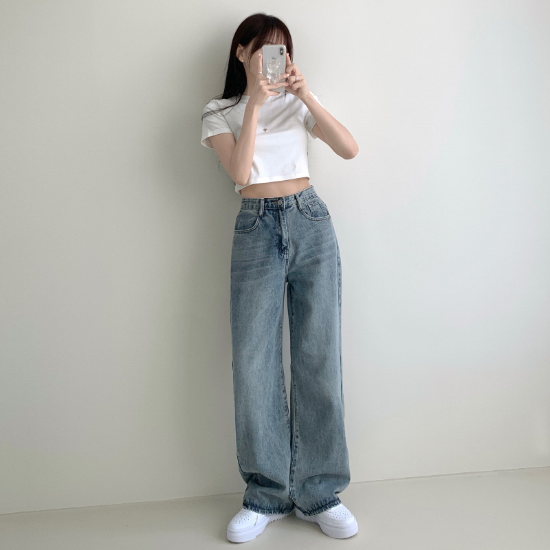["인생"데님🖤/기장선택/~XL] 올데이 하이웨스트 캣브러쉬 워싱 데님 와이드 팬츠 바지 키작녀 키큰녀 빅사이즈 청바지 상세 이미지 12