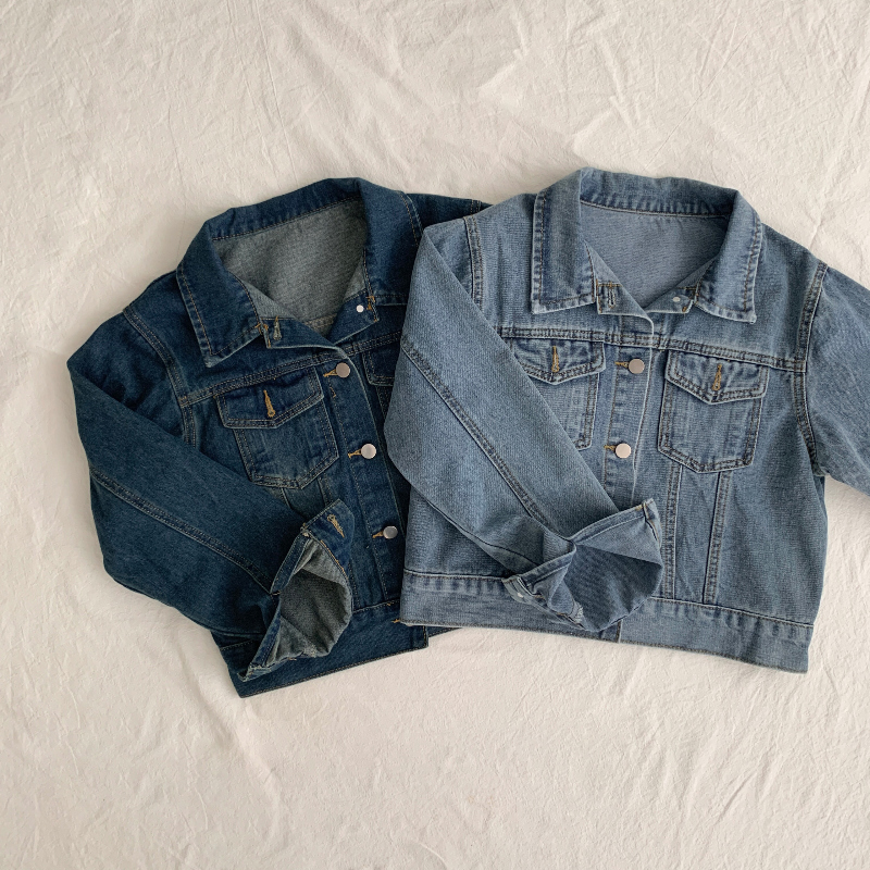 カラーヴィンテージウォッシュオーバーサイズ長袖デニムジャケット