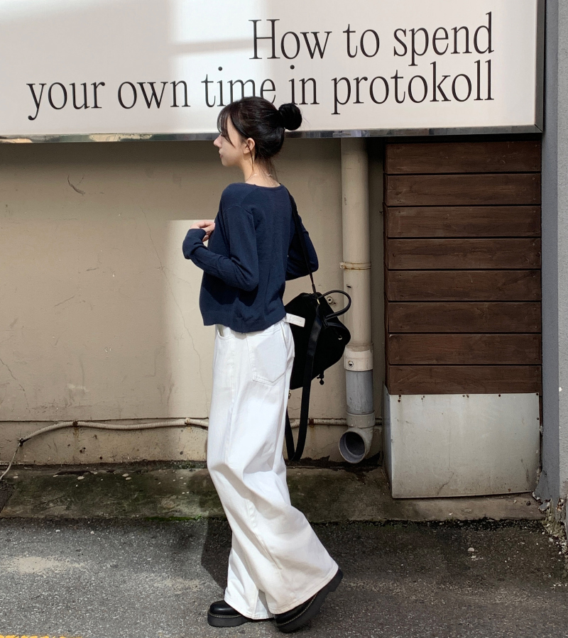 サイドバックルハイウエストワイドチノパンツ | ファッション