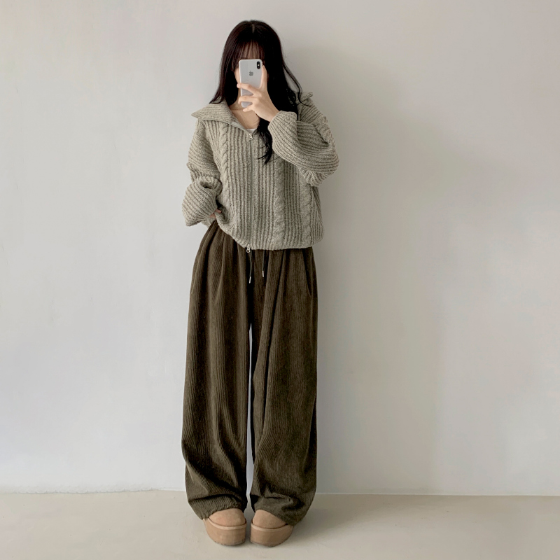 コーデュロイタック入りワイドトレーニングパンツ