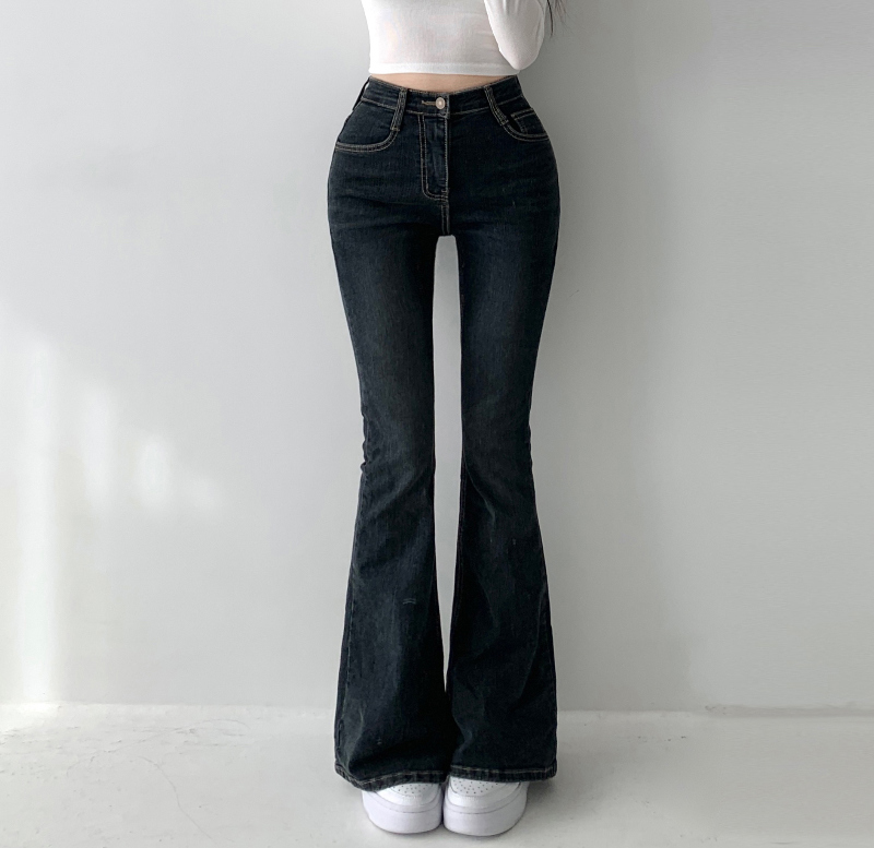 GDN ハイウエストブーツカットデニムパンツ ウォッシングハイウエストビンテージブーツカットデニムパンツ