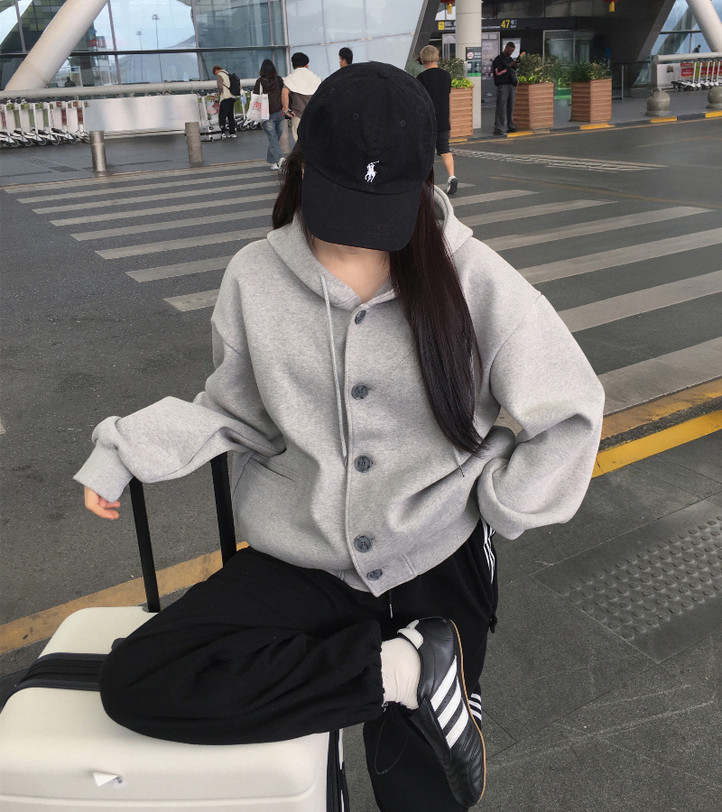 オーバーサイズコットンポケットフード付きパーカー | ファッション