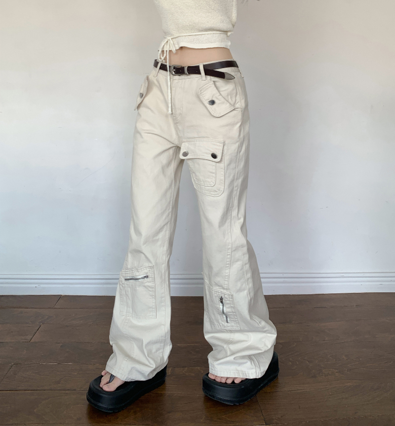 ヴィンテージポケットスリットカーゴセミブーツカットパンツ