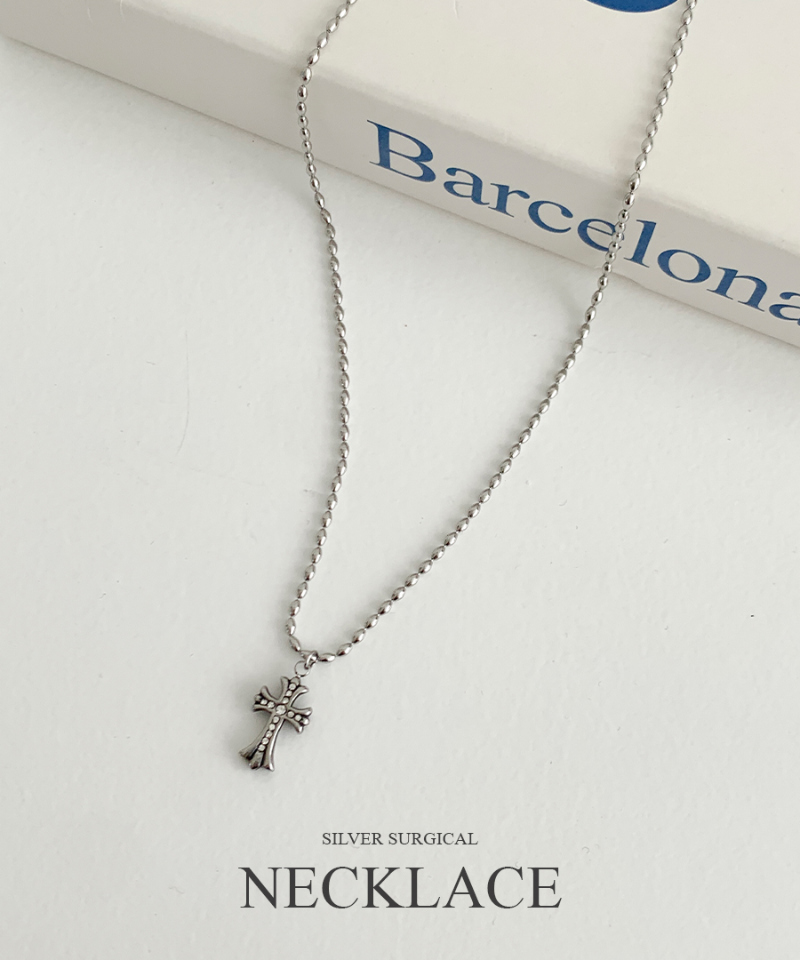 サージカルステンレス]十字架クロスペンダントヴィンテージシルバー