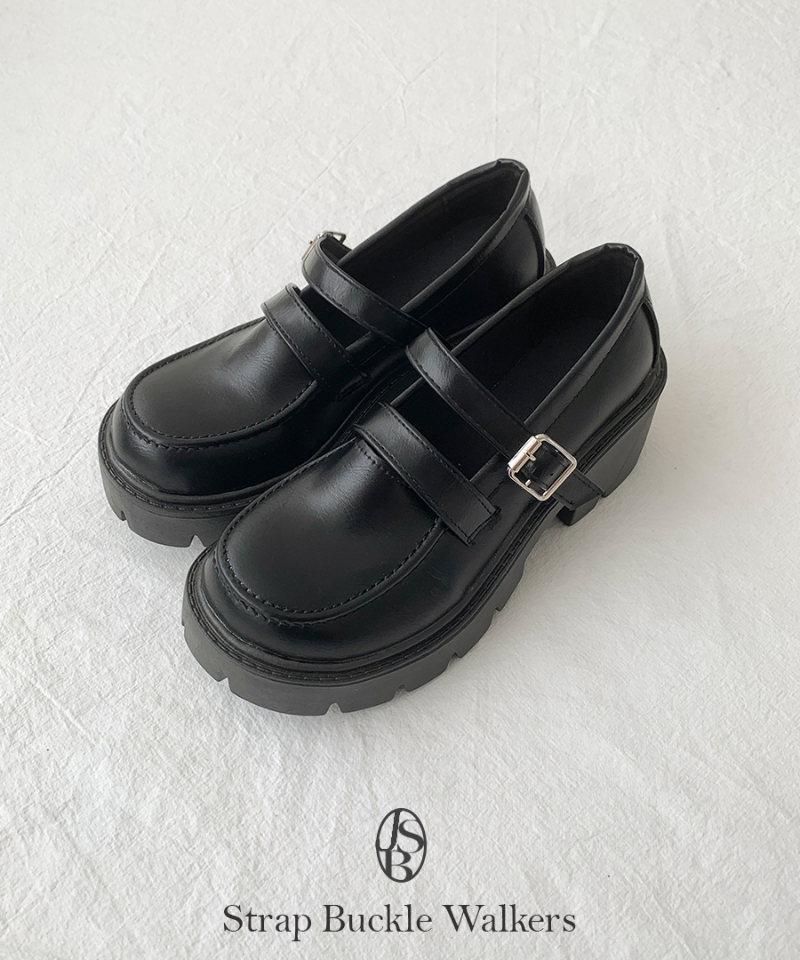 リリーブラウン バックルメリージューン ブラック 厚底 ローファー