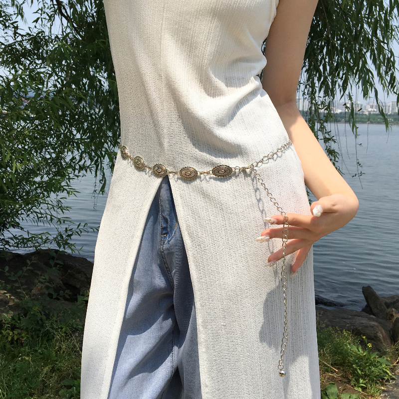 PUTUMAYO チェーンベルト シルバー シルバーヴィンテージオーバルチェーンベルト | ファッション