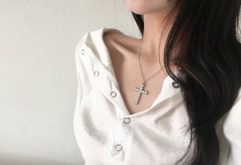 キュービック十字架ペンダントロングネックレス | ファッション通販