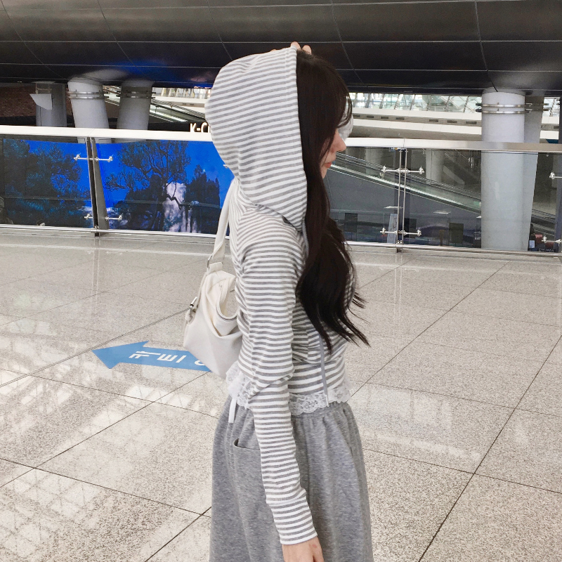 メッシュパーカー ボーダー naptime ストライプボーダースリム長袖パーカー | ファッション通販サイト NUGU