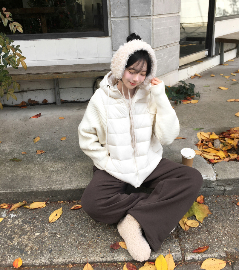 ニット袖ライトダウンジャケット | ファッション通販サイト NUGU