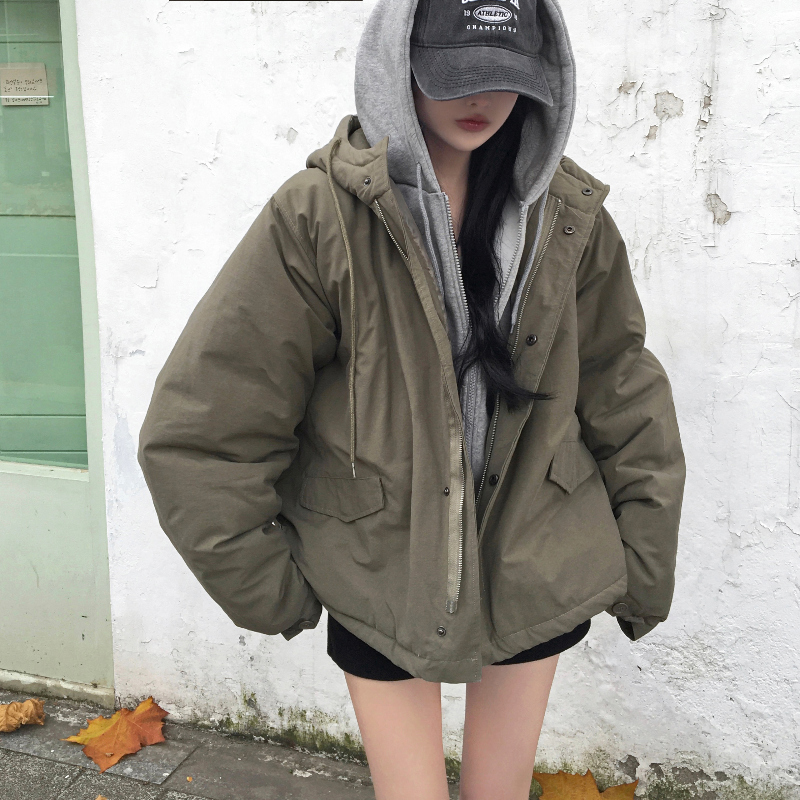 オーバーサイズフードショートミリタリージャケット | ファッション