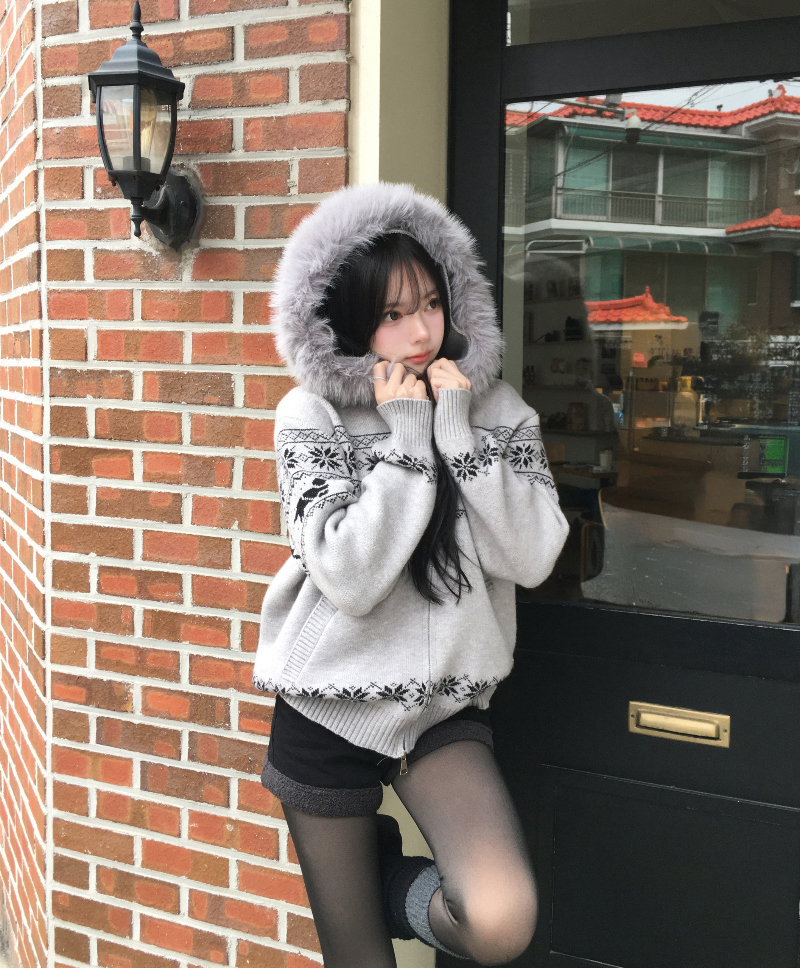 ノルディックファーフード付きカーディガン | ファッション通販サイト NUGU