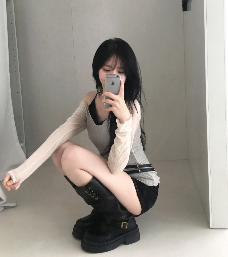 スナップバックルレザーブーツ | ファッション通販サイト NUGU