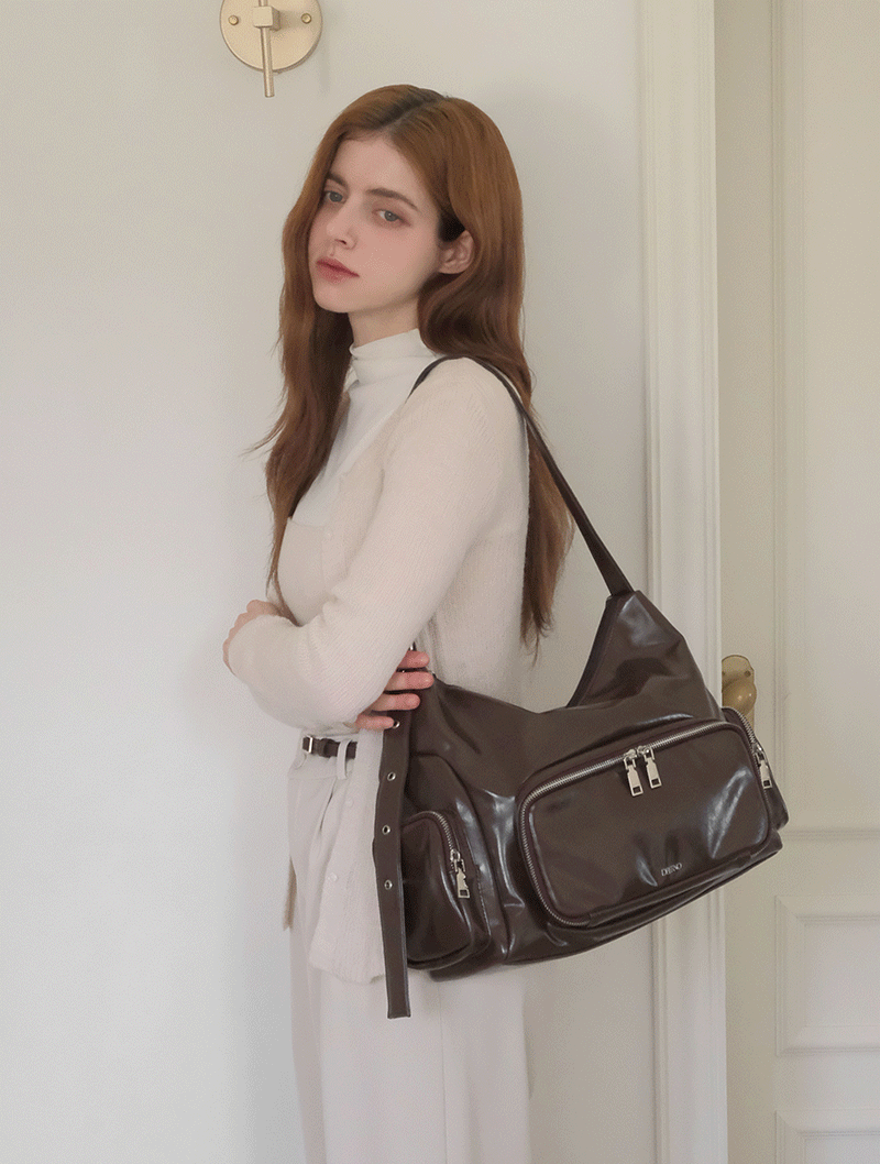 Leather] 3ポケット 2WAY 保冷ショルダーバッグ (Brown) - Dberno
