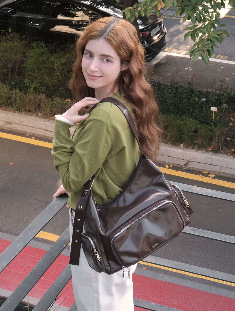 Leather] 3ポケット 2WAY 保冷ショルダーバッグ (Brown) - Dberno