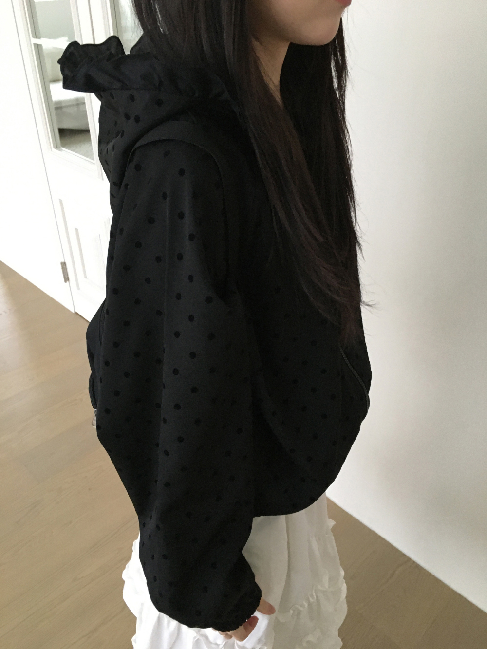 애티 벨벳 도트 프릴 후드 바람막이 자켓 2color 상세 이미지 9