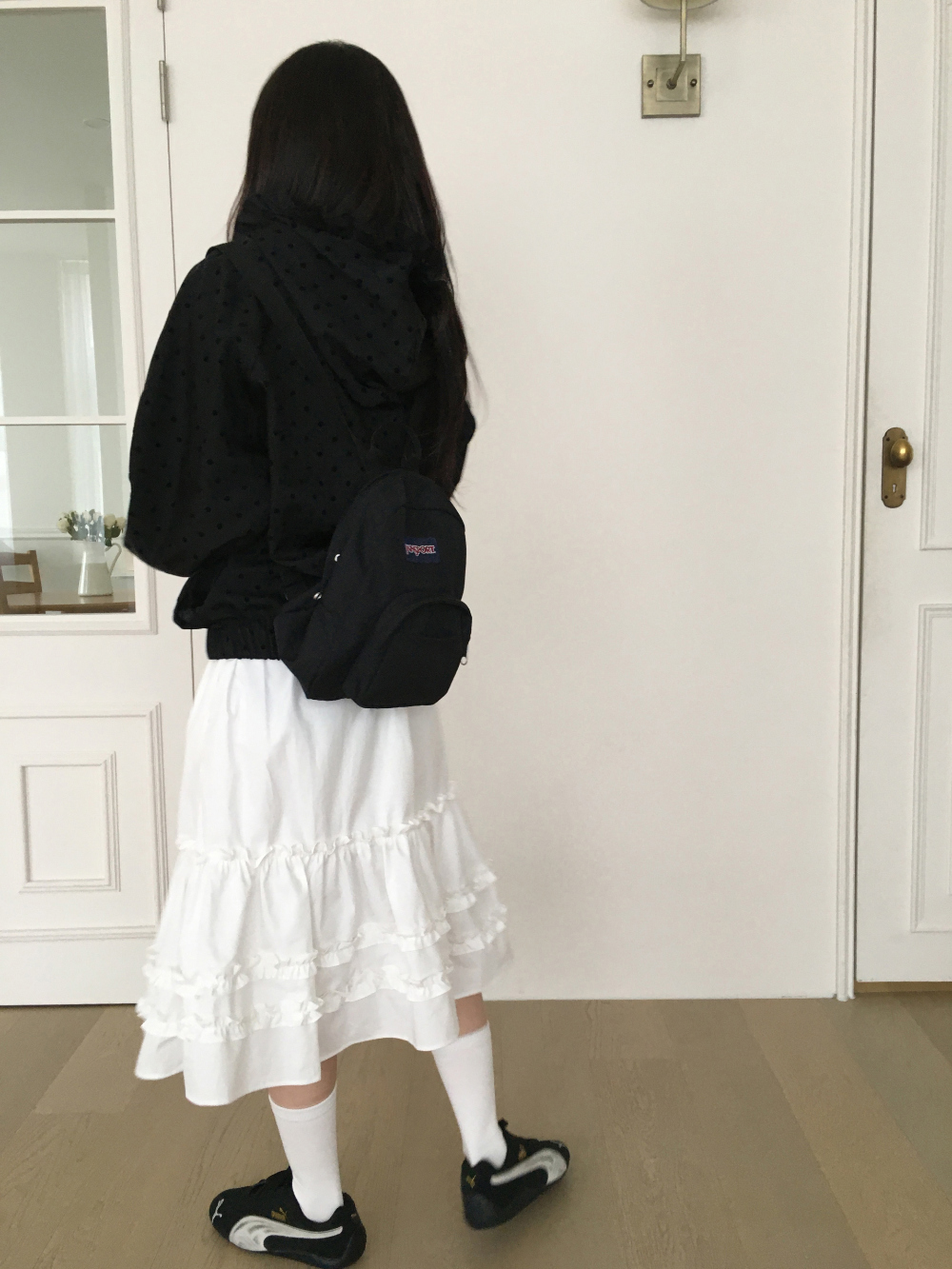 애티 벨벳 도트 프릴 후드 바람막이 자켓 2color 상세 이미지 8