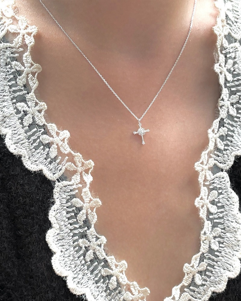 [Silver925]Moonlit Cross Necklace