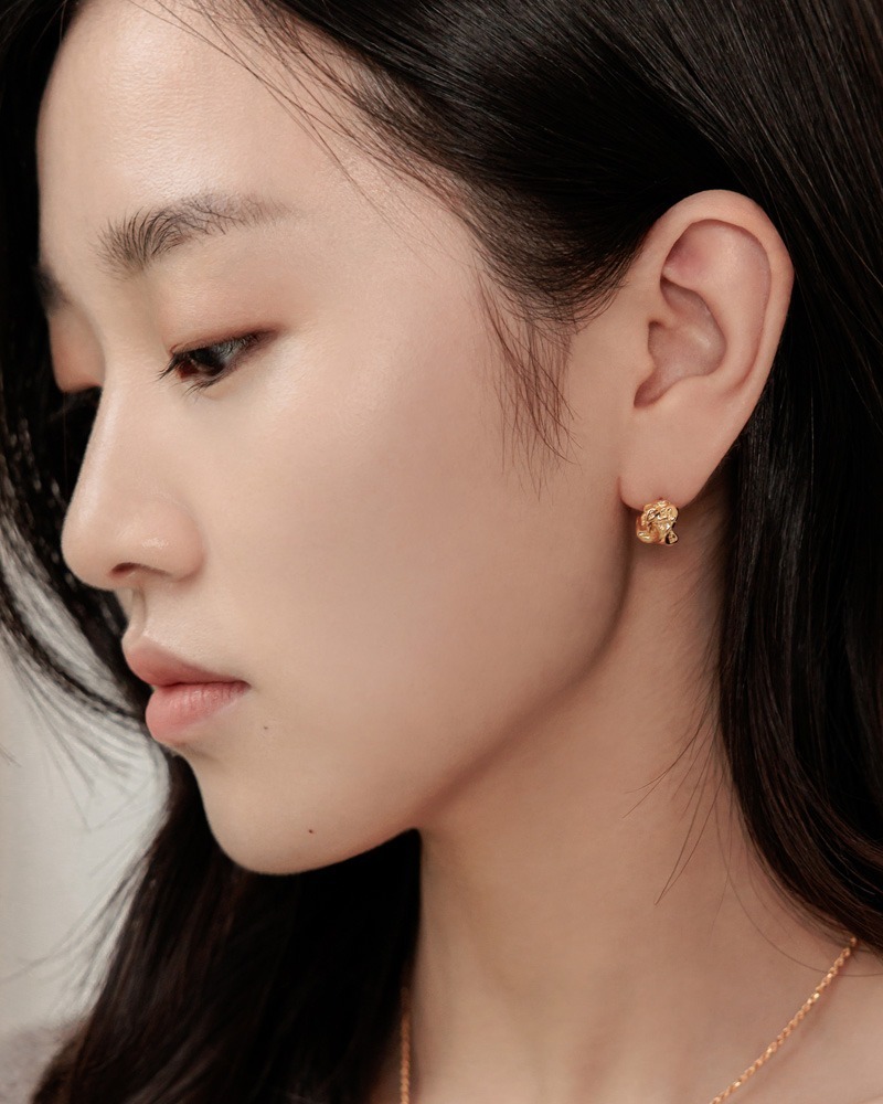 [Silver925]Crumpled flowers Earring(Gold)