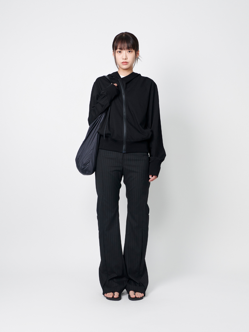 MENS CURVED HOODED COTTON ZIP JACKET (LIGHT FABRIC)