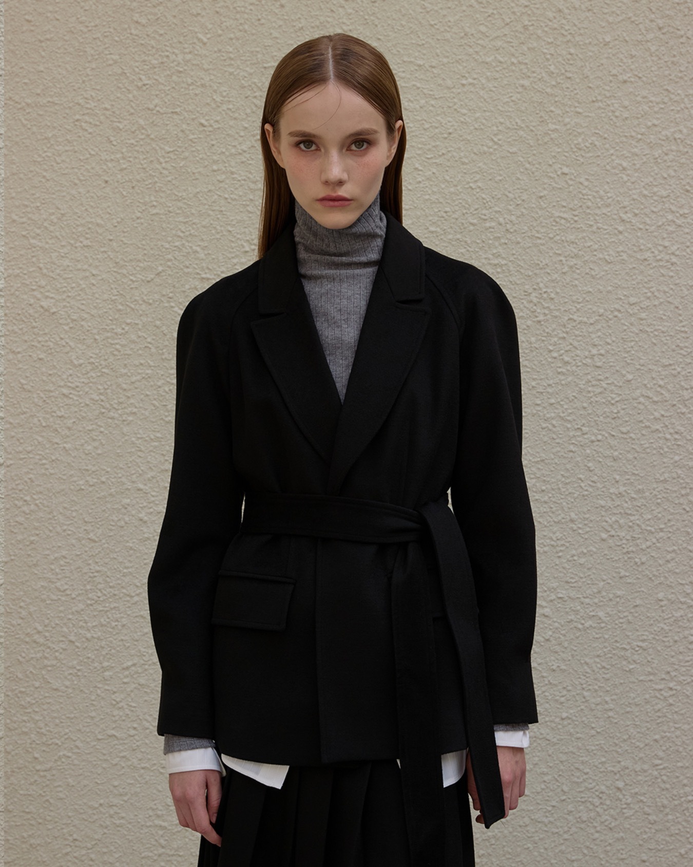 [노머] Raglan belted jacket Black - normor