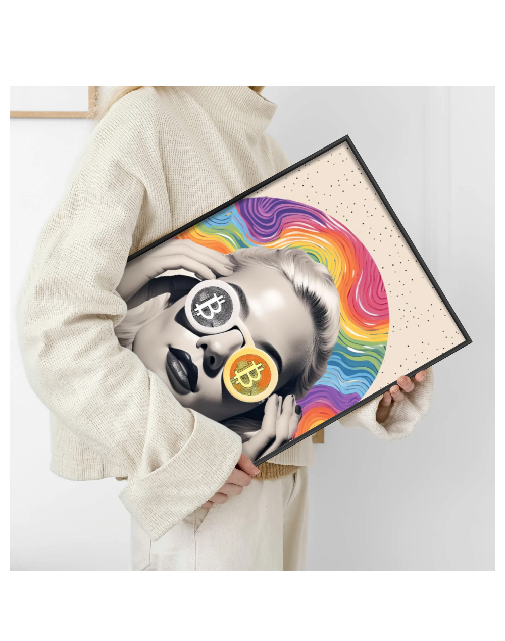 비트코인 안경 팝아트 콜라주 액자 포스터 | 떡상 마켓