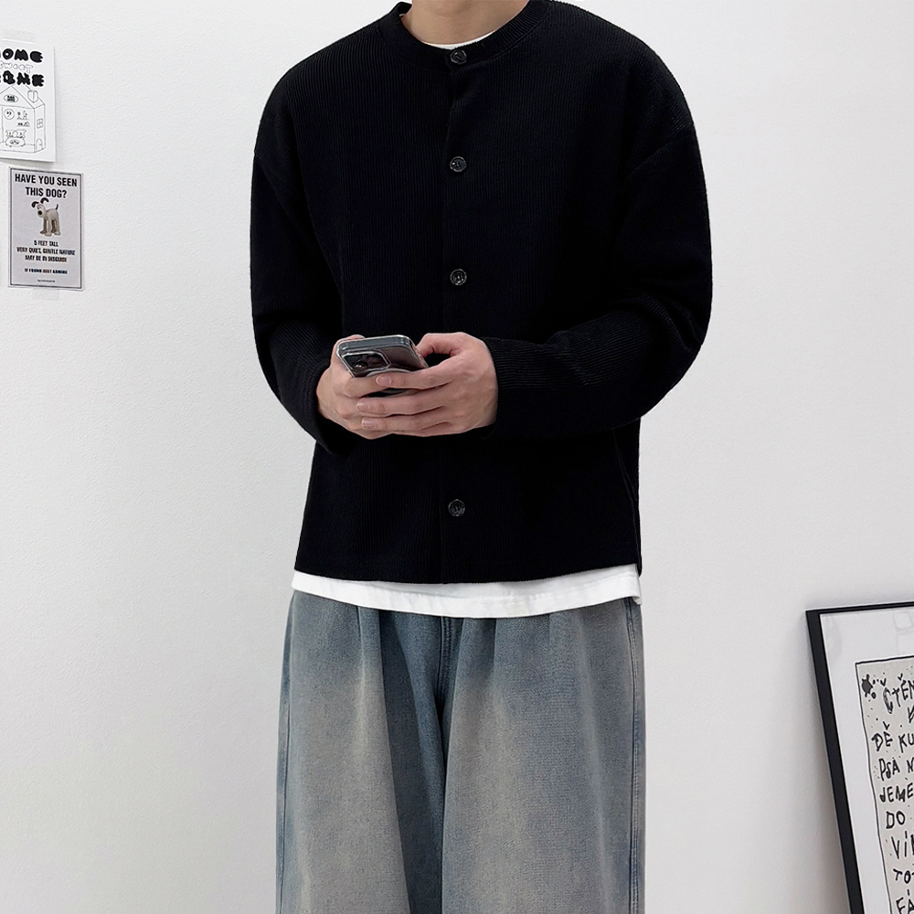 남자 라운드넥 니트 가디건 상세 이미지 39