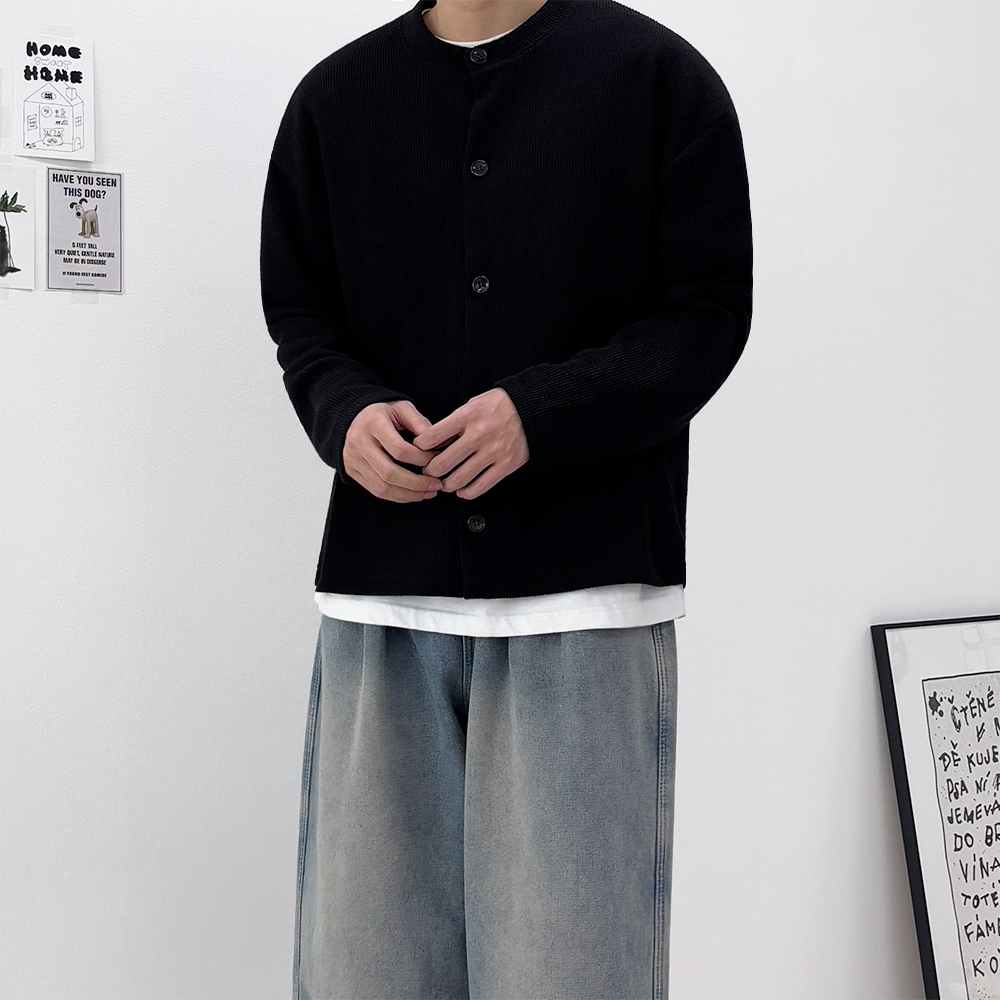 남자 라운드넥 니트 가디건 상세 이미지 41