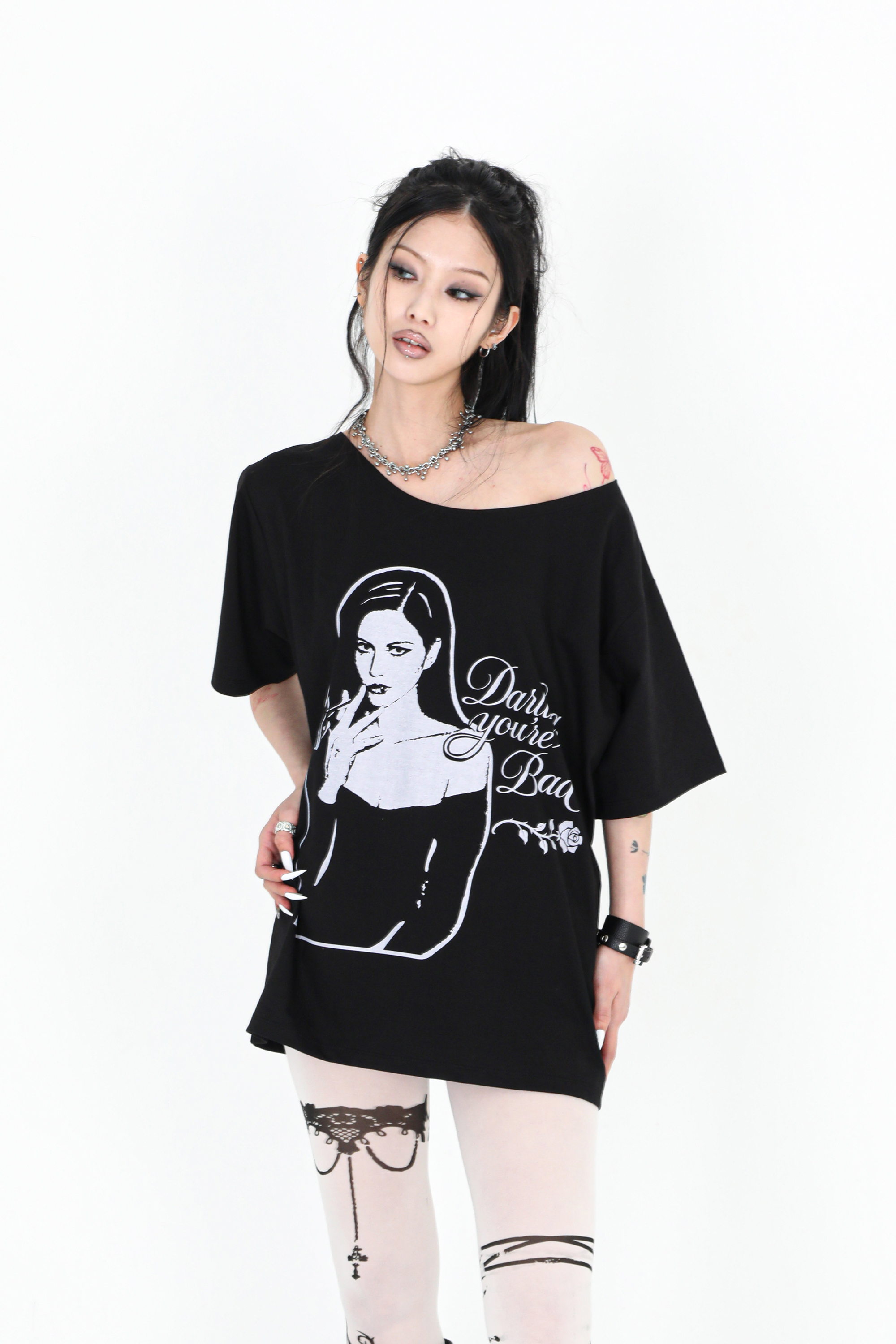【Darling you're bad】25ss SMOKING ROSE TEE DARLING YOU ARE BAD] SMOKING ROSE TEE #BLACK - DARLING YOU