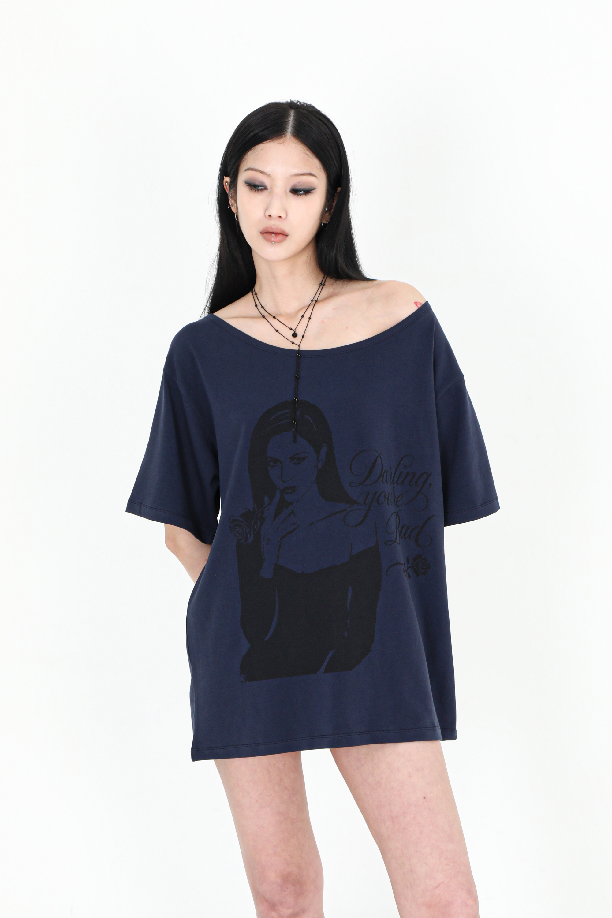 【Darling you're bad】25ss SMOKING ROSE TEE DARLING YOU ARE BAD] SMOKING ROSE TEE #NAVY - DARLING YOU