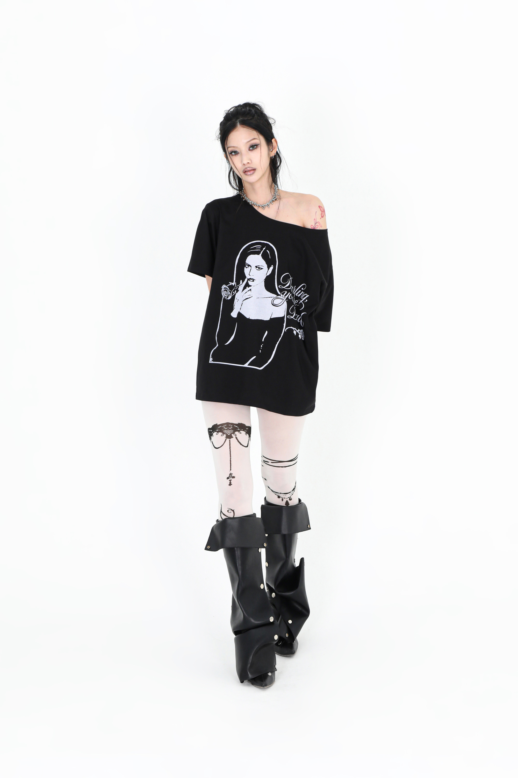 【Darling you're bad】25ss SMOKING ROSE TEE DARLING YOU ARE BAD] SMOKING ROSE TEE #BLACK - DARLING YOU