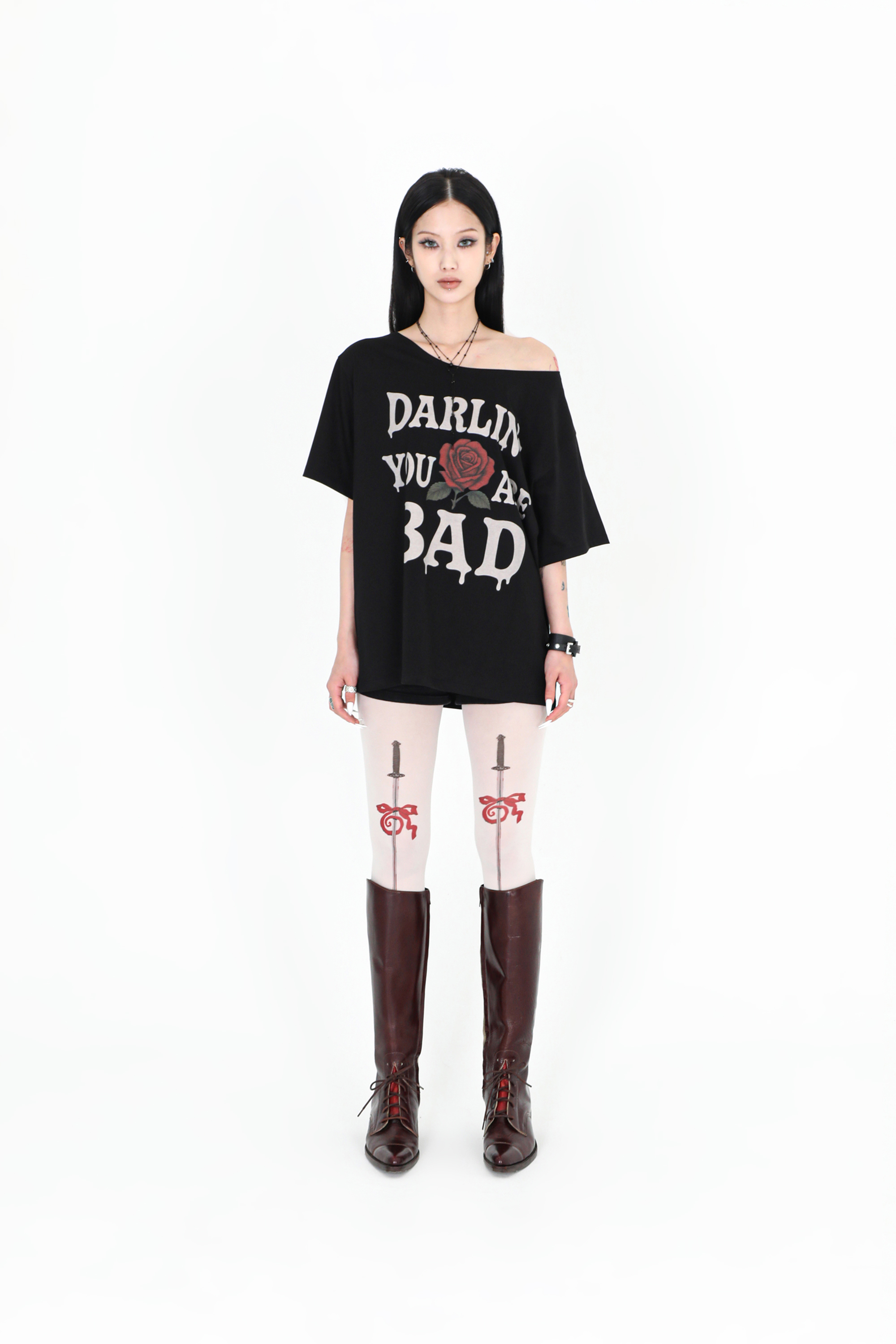 【Darling you're bad】25ss MELTING ROSE TEE 4차 재입고]MELTING ROSE TEE #BLACK - 달링유어배드