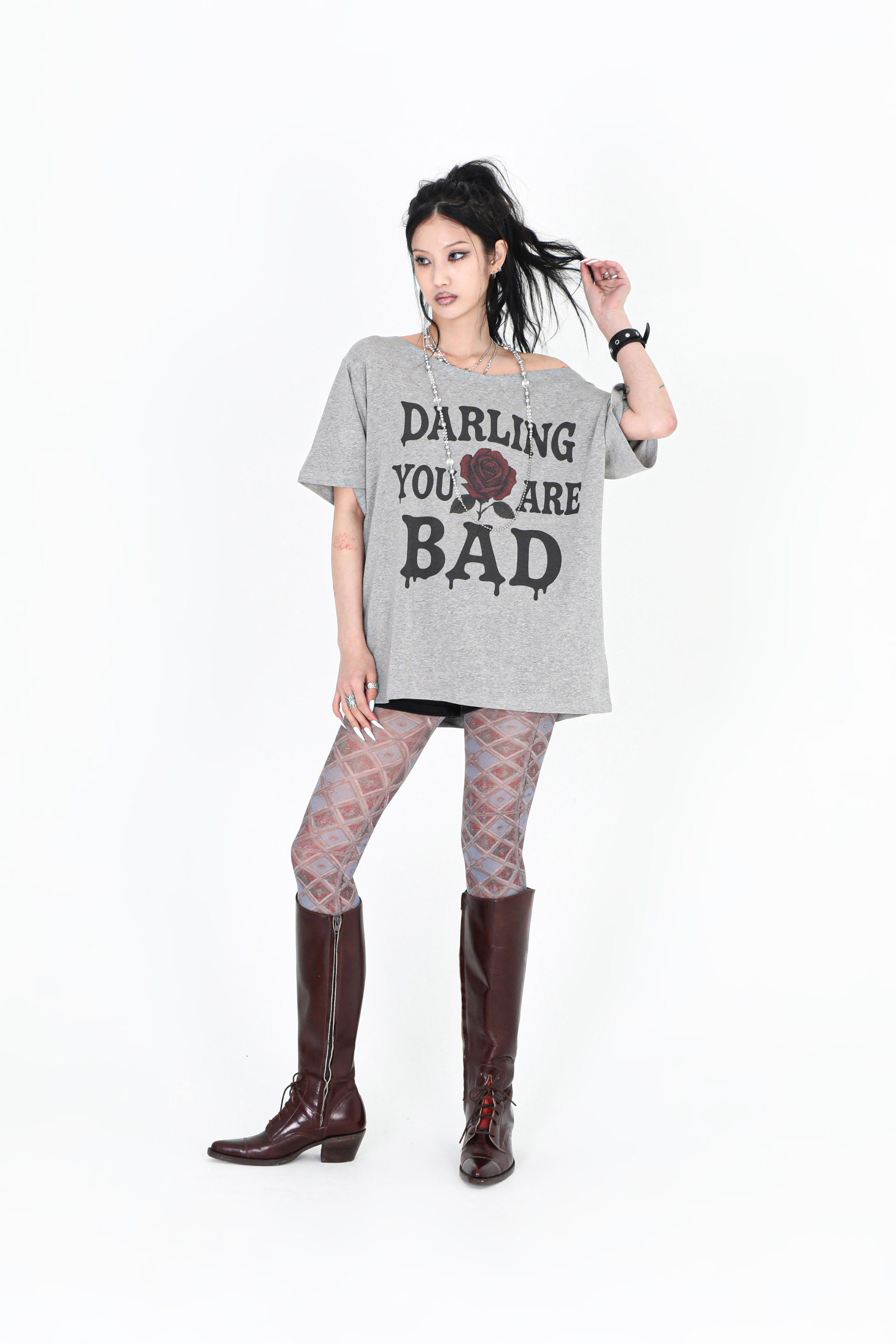 【Darling you're bad】25ss SMOKING ROSE TEE SMOKING ROSE TEE #BLACK - DARLING, YOU ARE BAD | 60% - Asian