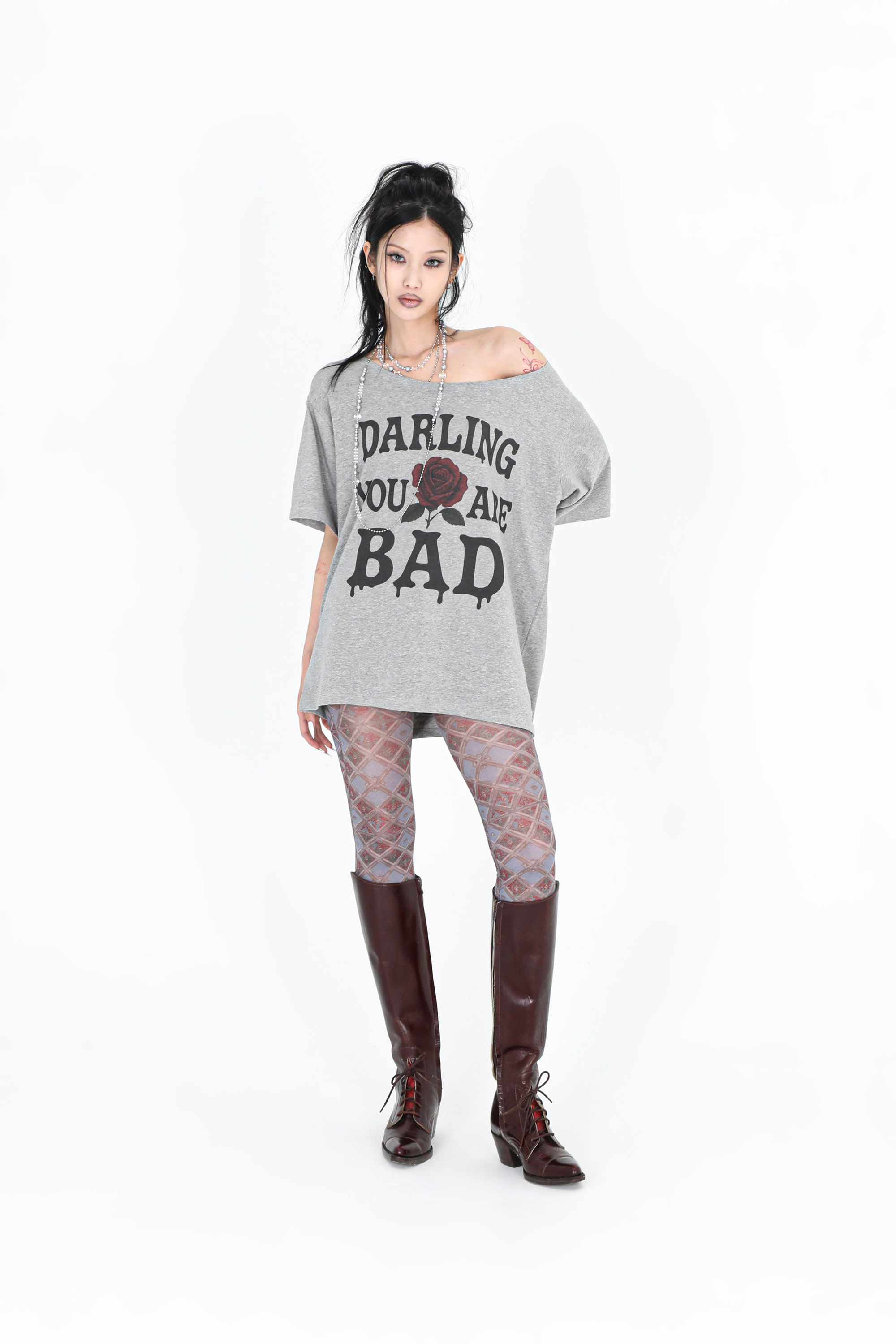 【Darling you're bad】25ss MELTING ROSE TEE DARLING YOU ARE BAD] MELTING ROSE TEE #GREY – SellerWork