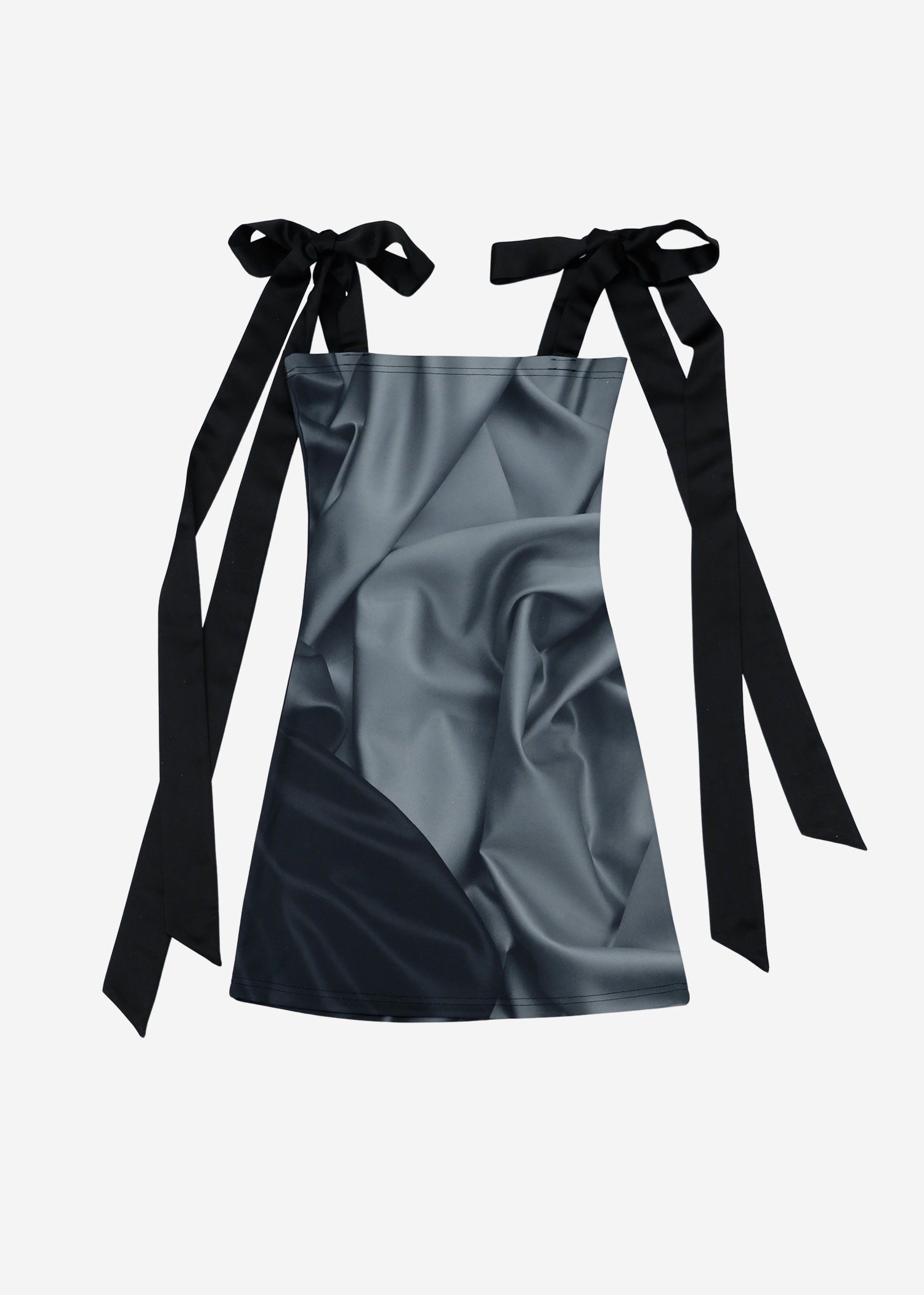 [5차재입고]LONG SATIN RIBBON DRESS #BLACK ROSE