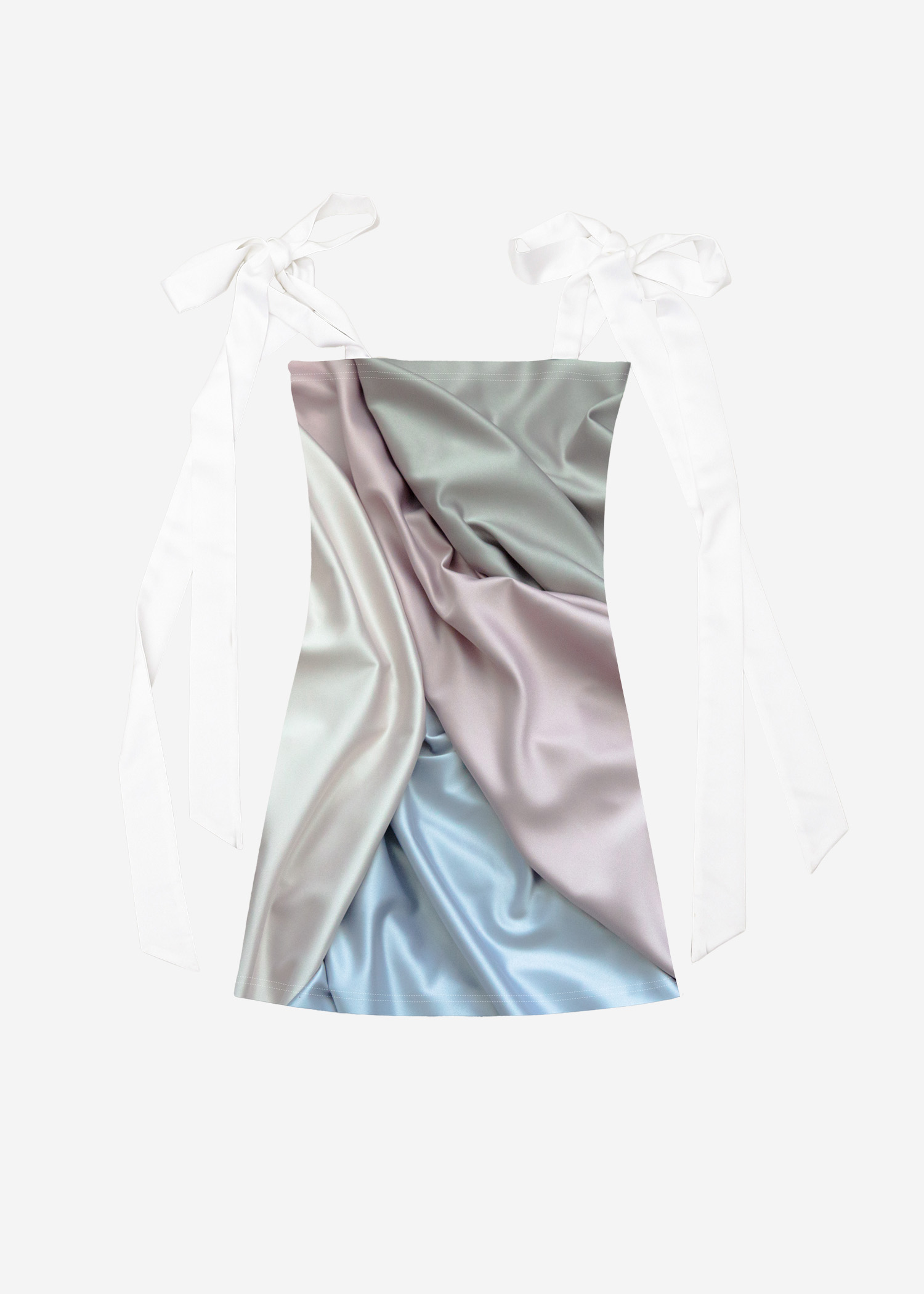 [에스파 카리나 착용/재입고]LONG SATIN RIBBON DRESS #CREAMY