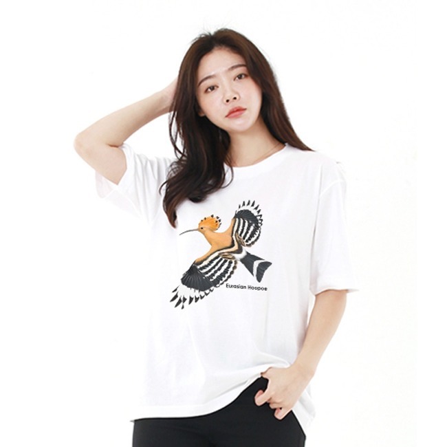 Birder 오버핏 후투티 면T셔츠_White