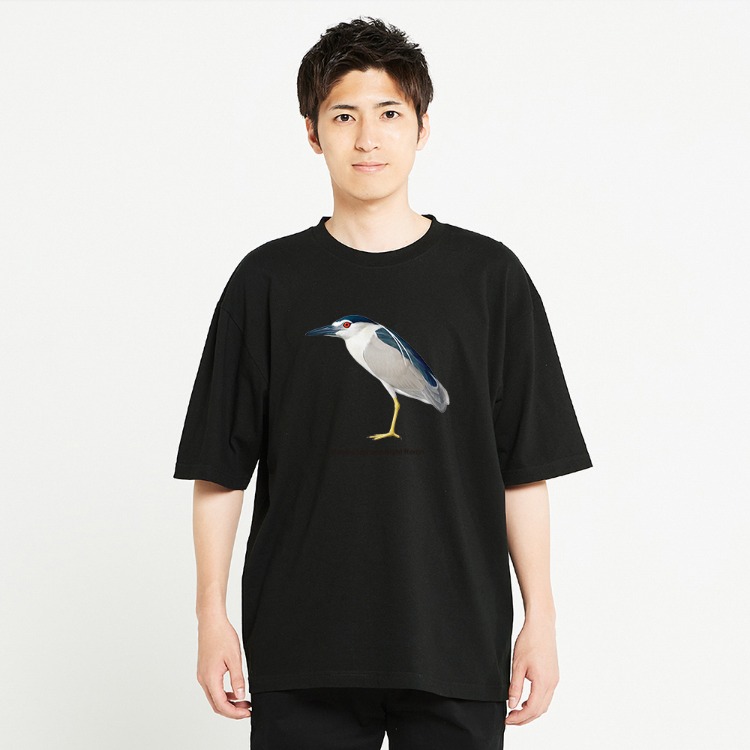 Birder 오버핏 해오라기 면T셔츠_Black