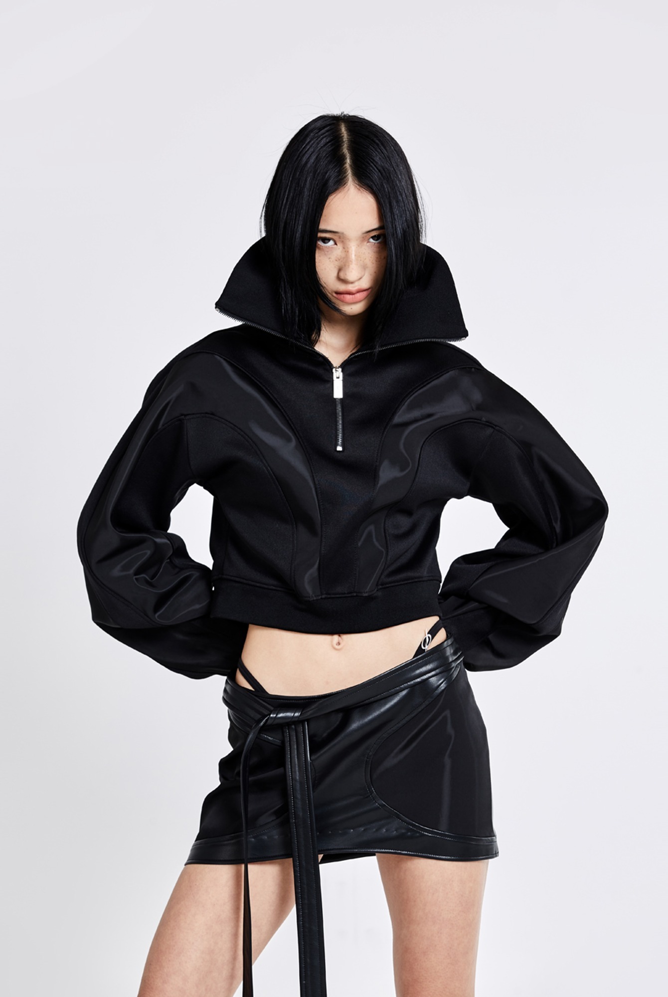 Bulky Line Half Zip-up - black(woman) - 51percent