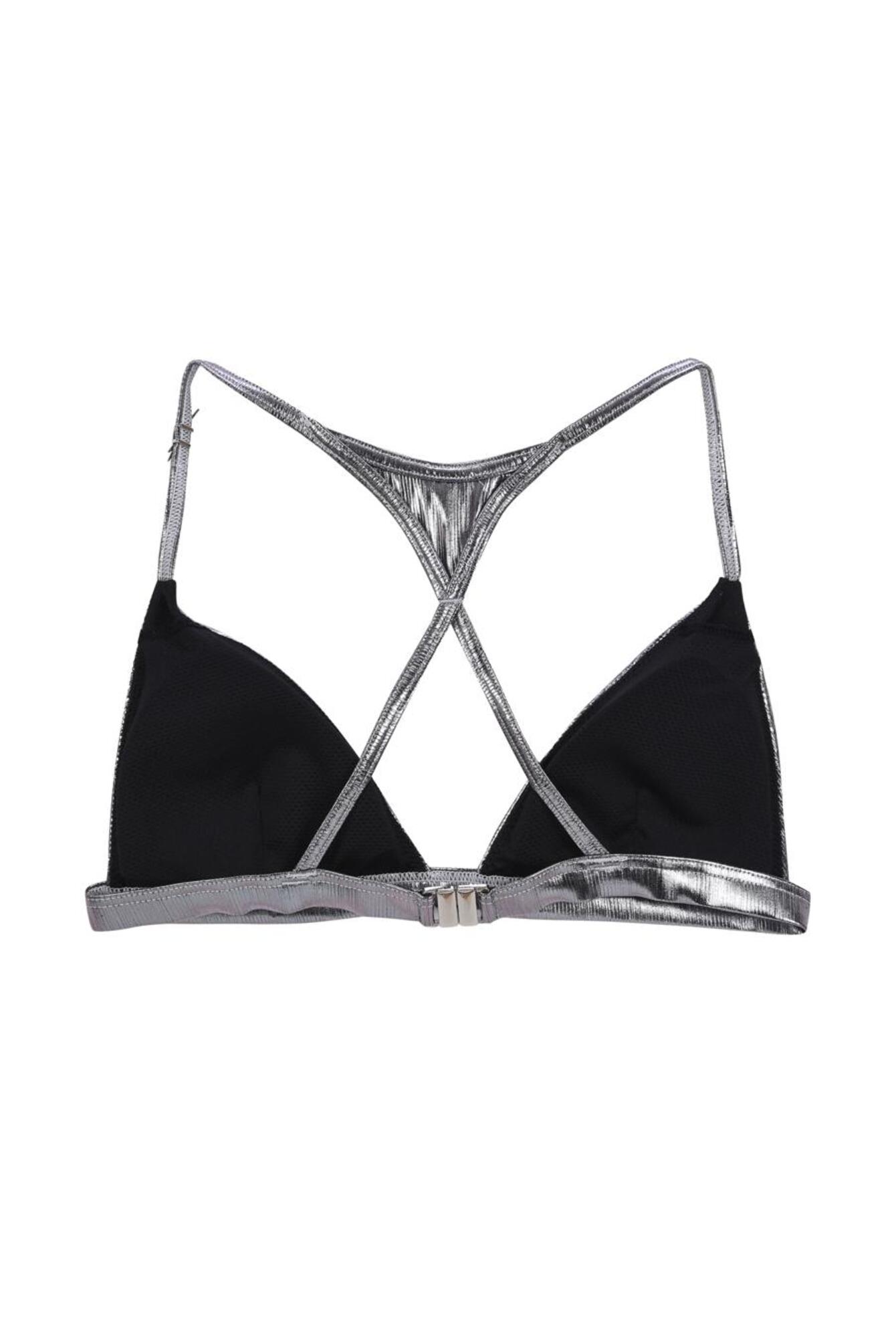 【51PERCENT】TRIANGLE SET UP SILVER BIKINI YIZYIF Womens Metallic Bikini Set Halter Triangle Bra with