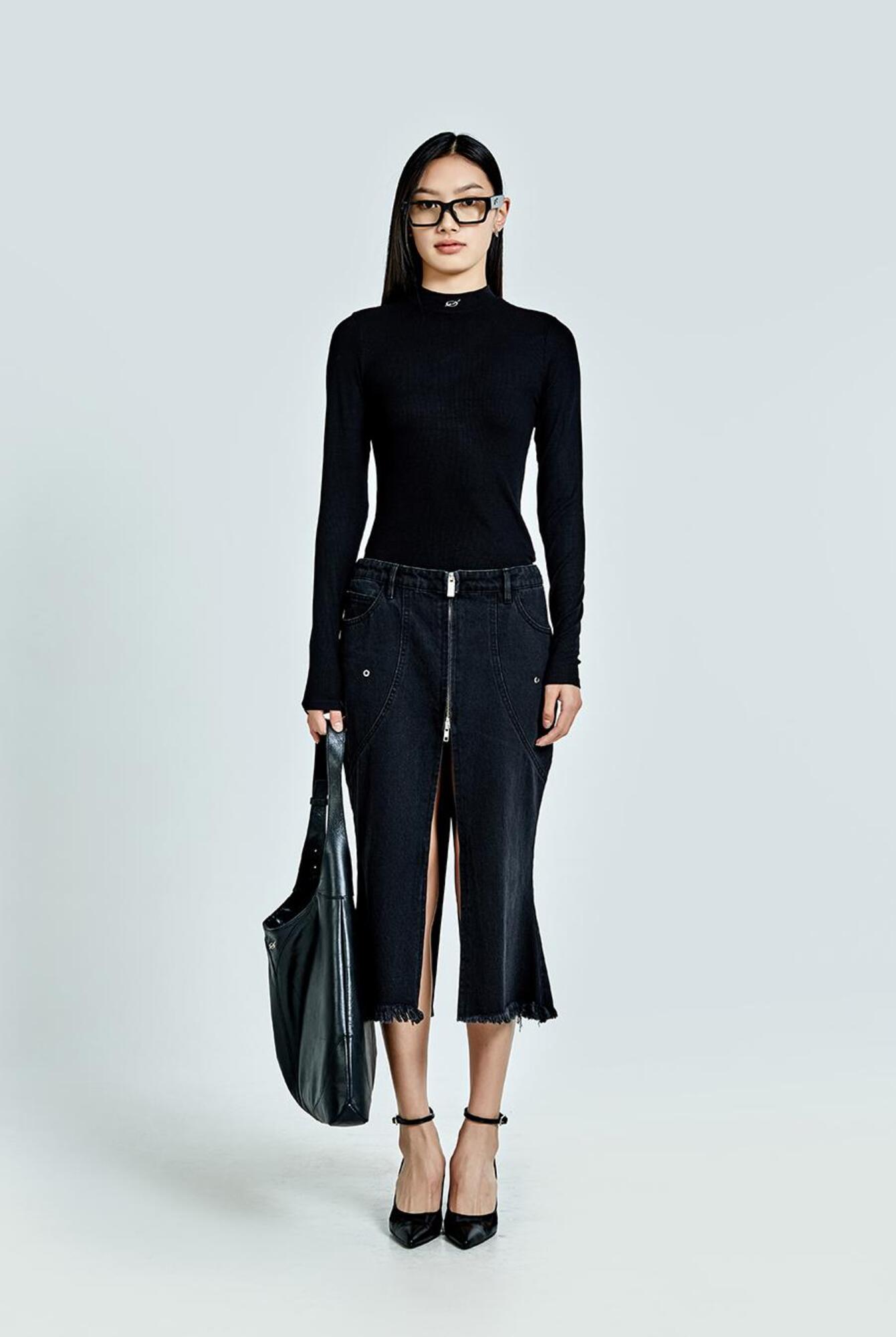 【51PERCENT】Tunnel Lining Mid Skirt - Military(woman) Tunnel Lining Mid Skirt - Black(woman) - 51percent